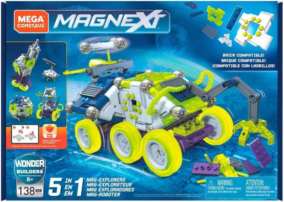 Mega Construx GFF26 Magnext 5-in-1 Mag-Roboter Erkundungsfahrzeug (138 Teile), Erkundungsfahrzeug (1