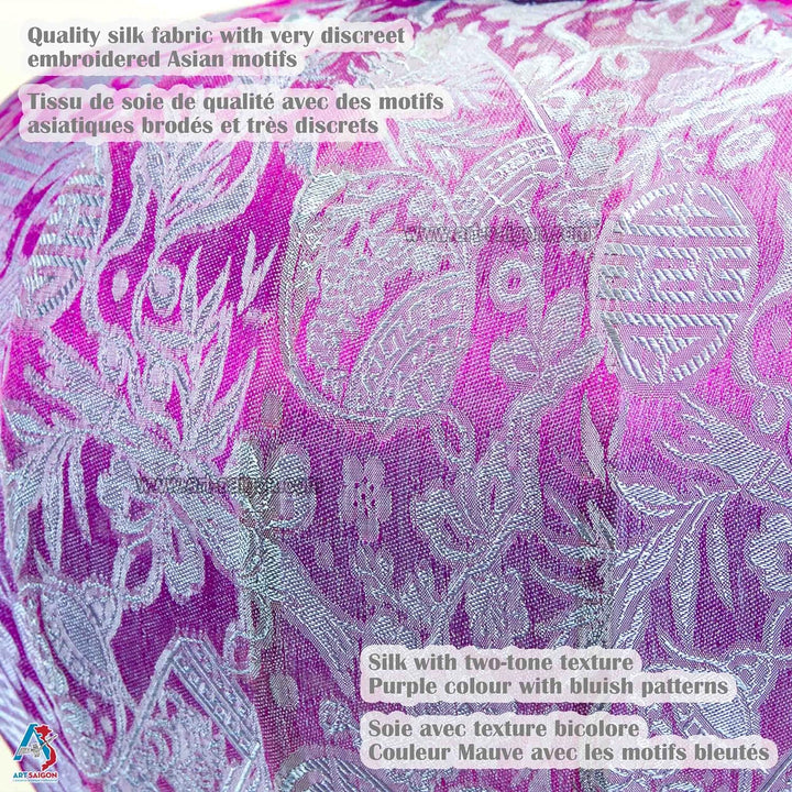 Lampion, asiatische Hoi an Seide Mauve R – Ø 38 cm (REF. R25-M) – Kunsthandwerk aus Vietnam.