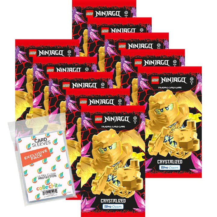 Bundle mit Blue Ocean Lego Ninjago Serie 8 Trading Cards - 10 Booster + Exklusive Collect-it Hüllen