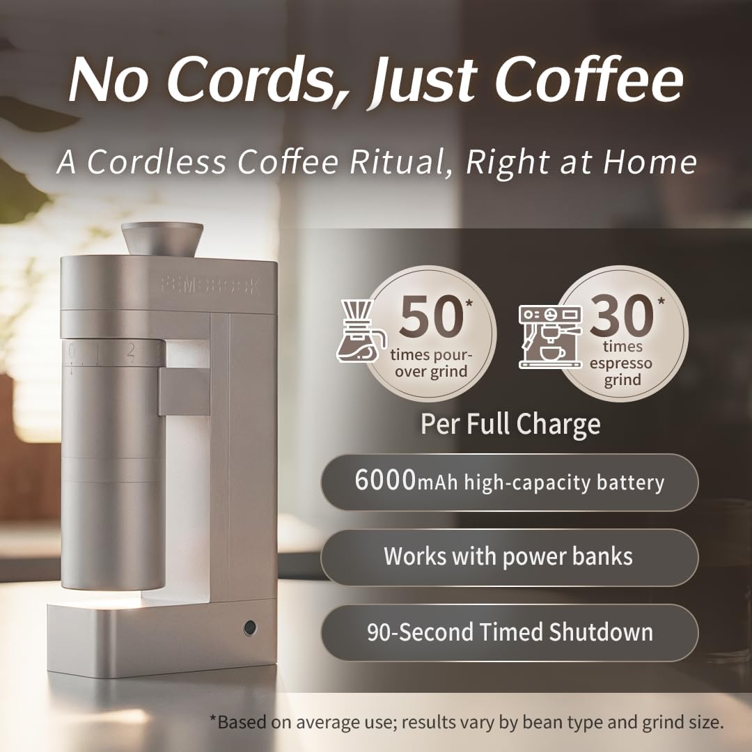 Elektrische Kaffeemühle A5 Black Für Pour-Over & Espresso – Wiederaufladbar, Kabellos, Tragbar, Für
