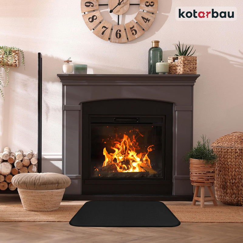 KOTARBAU® Kamin Bodenplatte 60 x 80 cm aus Pulverbeschichtung Stahl Schwarz Bodenblech Ascheblech Ka