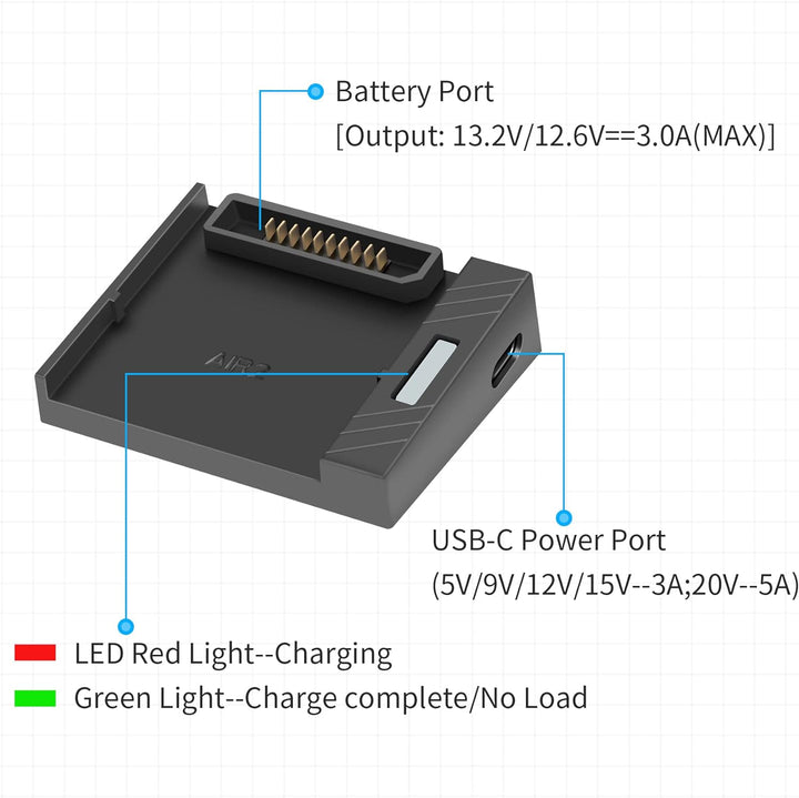 LYONGTECH USB Akku Ladegerät mit PD/QC für DJI Air 2S,Mavic Air 2 Drohne, Raqid Akkuladestation Hub