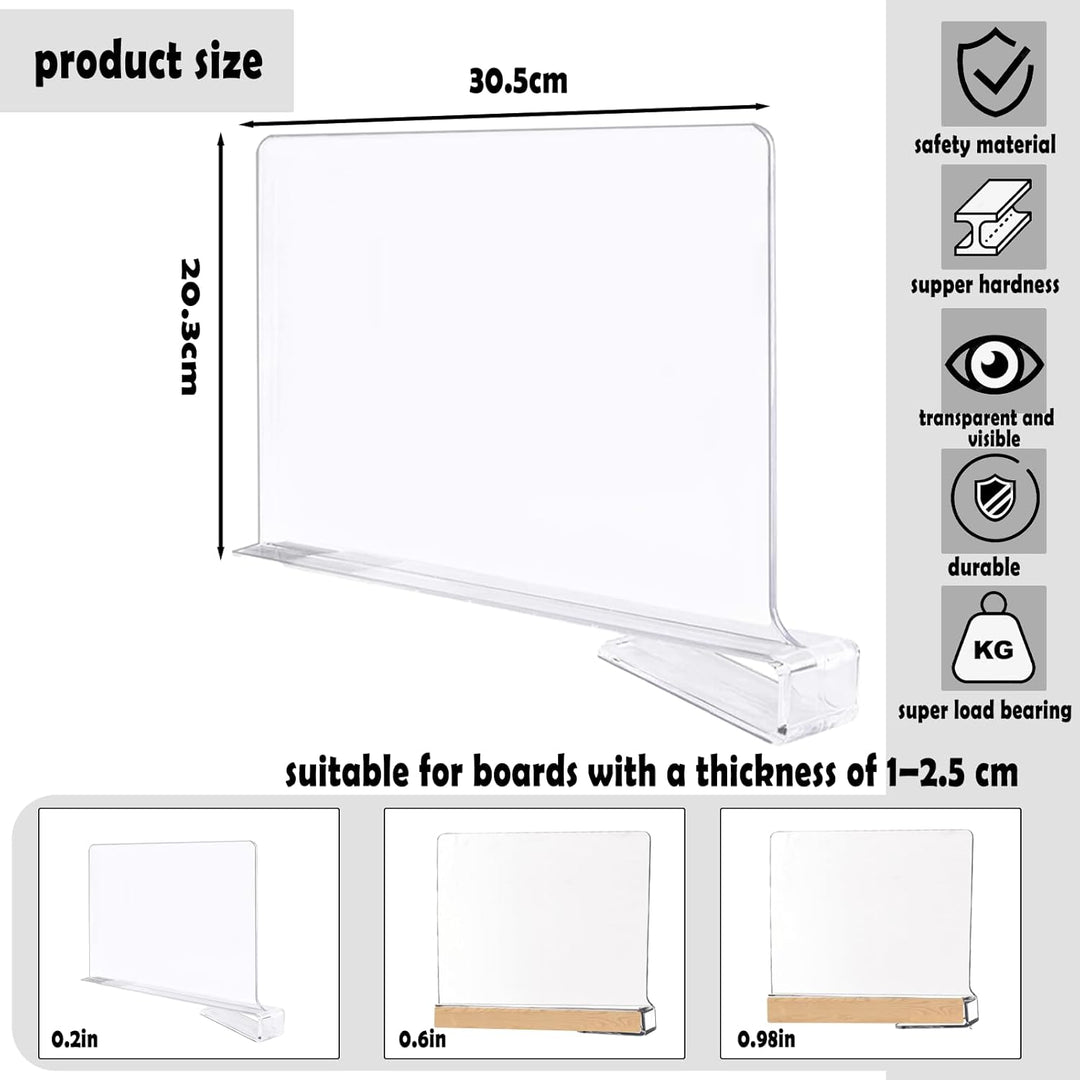 4 PCS Acryl Regalteiler, Klarer Regaltrenner für Kleiderschrank Trenner Regal Trennwand Shelf Divide