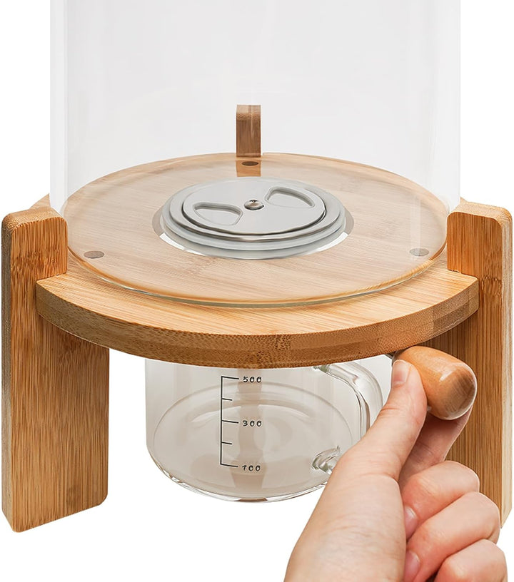 Reisspender Vorratsbehälter, Grosse Reisbehälter aus Glas 7.5L Luftdicht Müslispender mit Bambus Dec