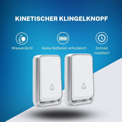 Bell4U Kabellose Funk Türklingel - Batterielose Funkklingel mit Vier Empfängern und 2 Sender - Wasse