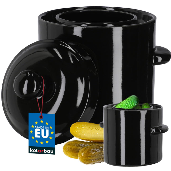 KOTARBAU® Gärtopf Steinzeugtopf Steingut 1,8 l Kimchi Behälter Rumtopf Tontopf Sauerkrauttopf Tontop