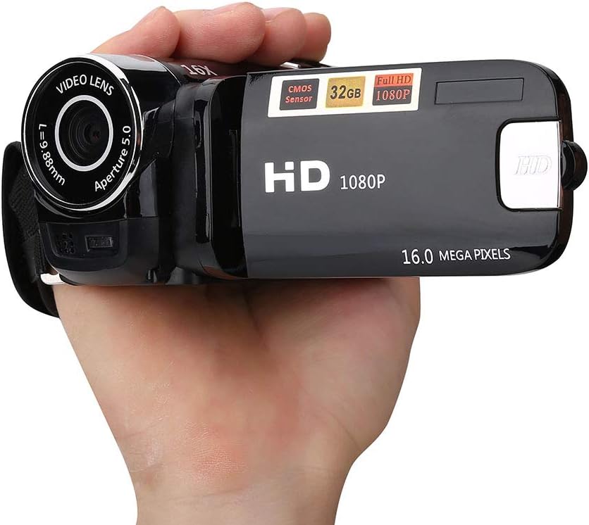 Ejoyous Digitaler Camcorder, 16X Full HD Videokamera High Definition Videokamera mit 270 Grad Drehbi