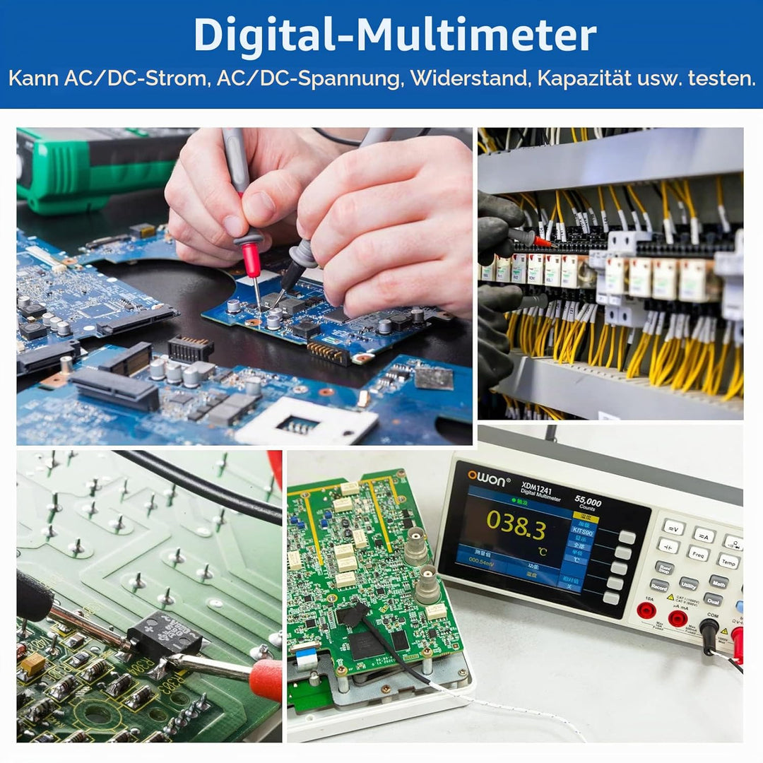 OWON XDM1241 Tragbares Tischmultimeter mit 3,5 Zoll 55.000 Count True RMS Ultraleicht Mit Lithium-Ba