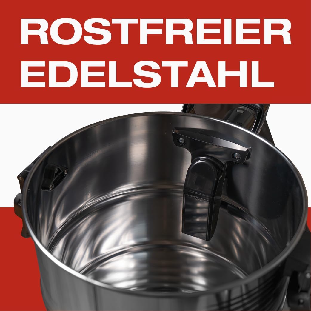Hitachi CV-975PW Nass- und Trockensauger - 1600W Power, 30L Edelstahlbehälter - 25L Trocken- & 20L N