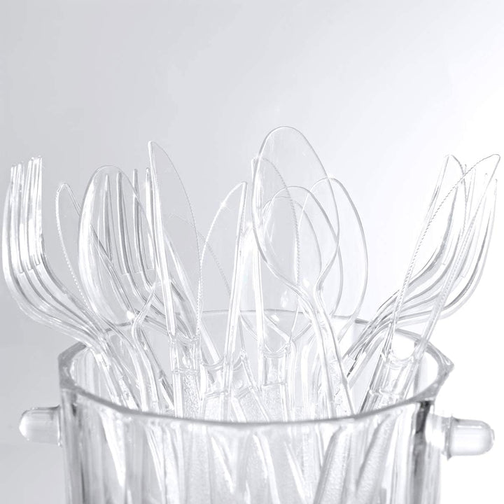 300 Stück Plastikbesteck,Wiederverwendbar Besteck,Party Besteck Plastik,Plastiklöffel,PlastikLöffel,