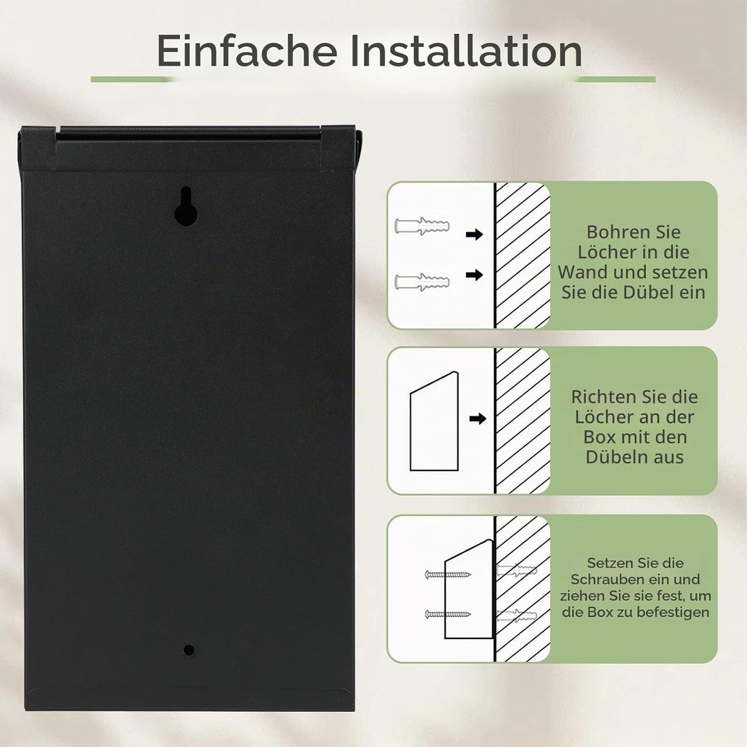 Spendenbox Metall Abschliessbar, Geldkassette Wandmontage mit Zahlenschloss | Schlüsselbox für Ausse