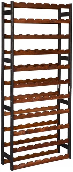 Weinregal Holz 77 Flaschen Schwarz/Braun 72,5x166x25 cm Wine Rack Regal Flaschenregal Weinflaschenre