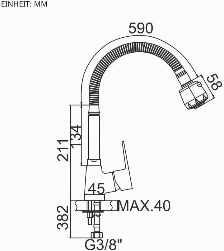 Ibergrif M14357 Star, Küchenarmatur mit Brause, Wasserhahn für Küche mit flexibler Auslauf, Chrom, S