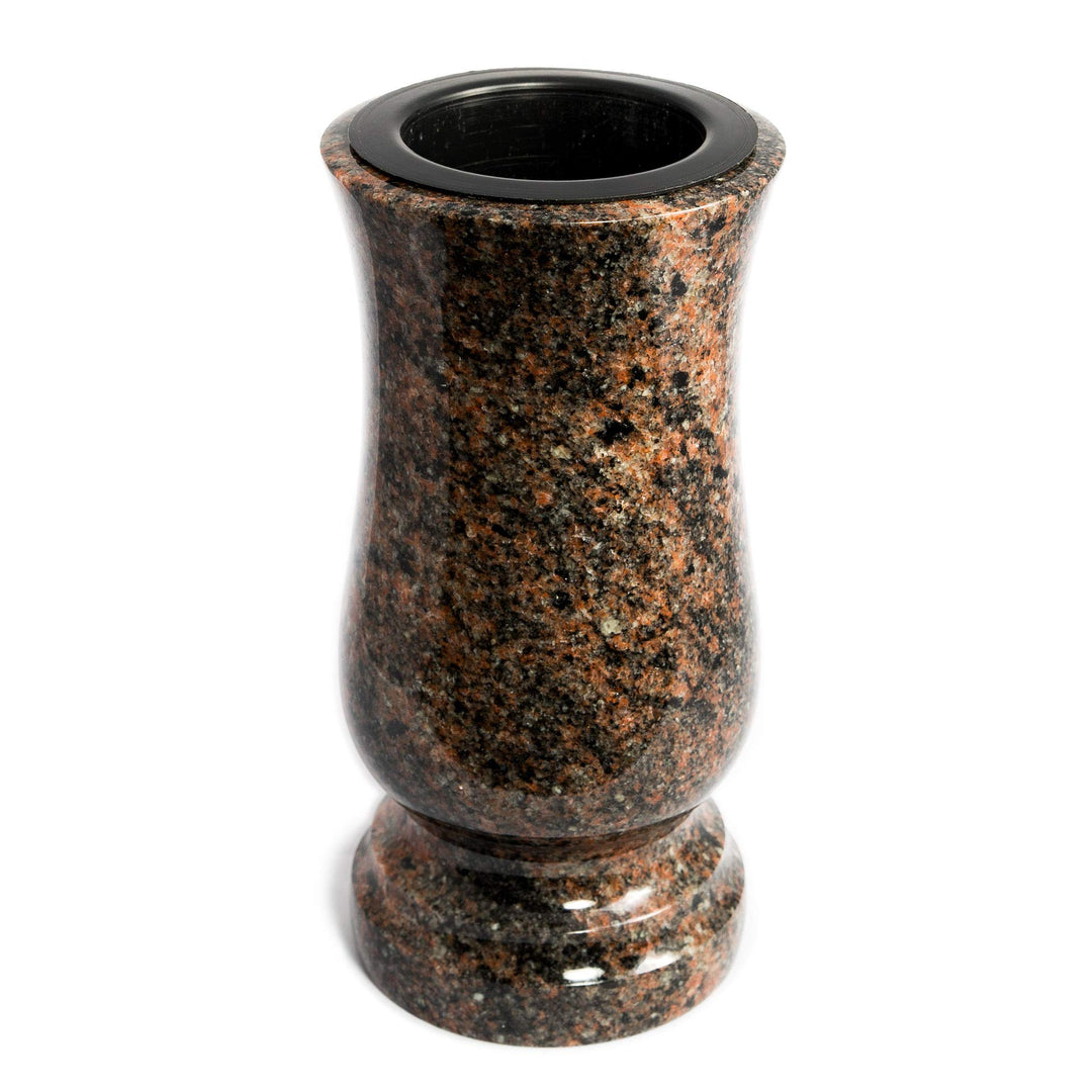 Afterglow Stilvolle Grabvase aus echtem Granit Aurora India Höhe 20 cm/Ø 10 cm Grabschmuck wetterfes