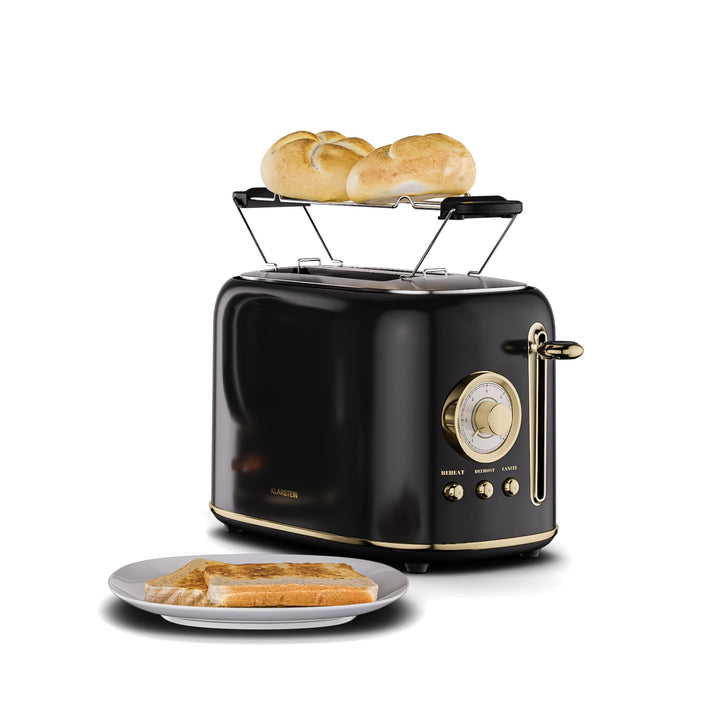 Klarstein Victoria Toaster – Retro-Toaster für 2 Scheiben 800 W, 7 Bräunungsstufen, Auftauen und Auf