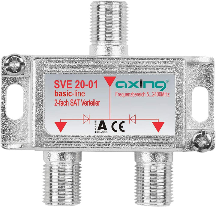 Axing SVS 1-00 Satelliten-Breitbandverstärker (25dB, 47-2200 MHz) &amp; SVE 20-01 2-Fach SAT-Verteiler S