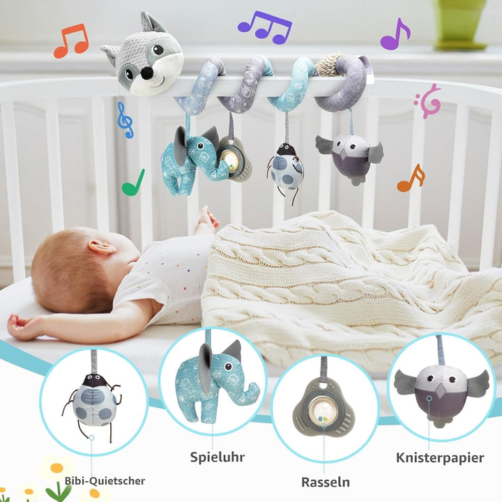 Kinderwagen Spielzeug, Baby Activity Spirale Spielzeug mit Musik, Hängendes Spiral Plüsch Spielzeug