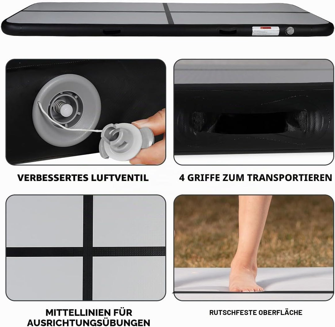 KIKILIVE 10/20CM Hoch Gymnastikmatte Tumbling Matte, 2/3/4/5/6M Aufblasbar Gymnastik Track Matte Air