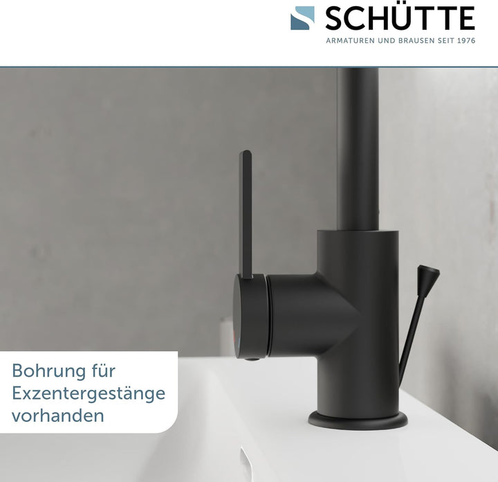 SCHÜTTE 33126 Waschtischarmatur LOS ANGELES mit hohem Auslauf, Wasserhahn für das Bad mit Pop-Up Exz