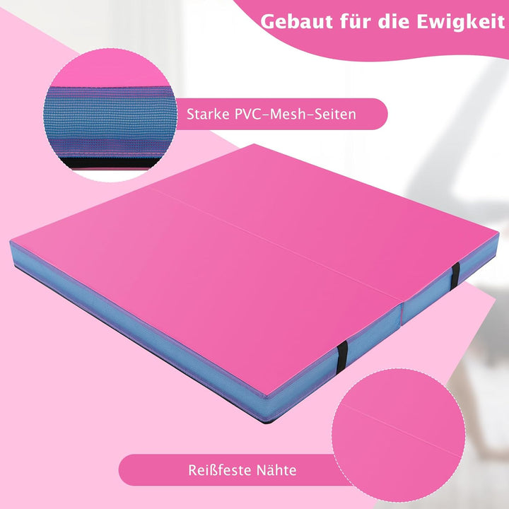 GOPLUS turnmatte klappbar, gymnastikmatte aus Kunstleder, Weichbodenmatte mit Griffe & Reissverschlu