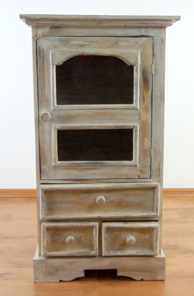 Balinesische Vitrine mit DREI Schubladen, Küchen- Esszimmerschrank, Landhausstil, aus Bali (Handarbe