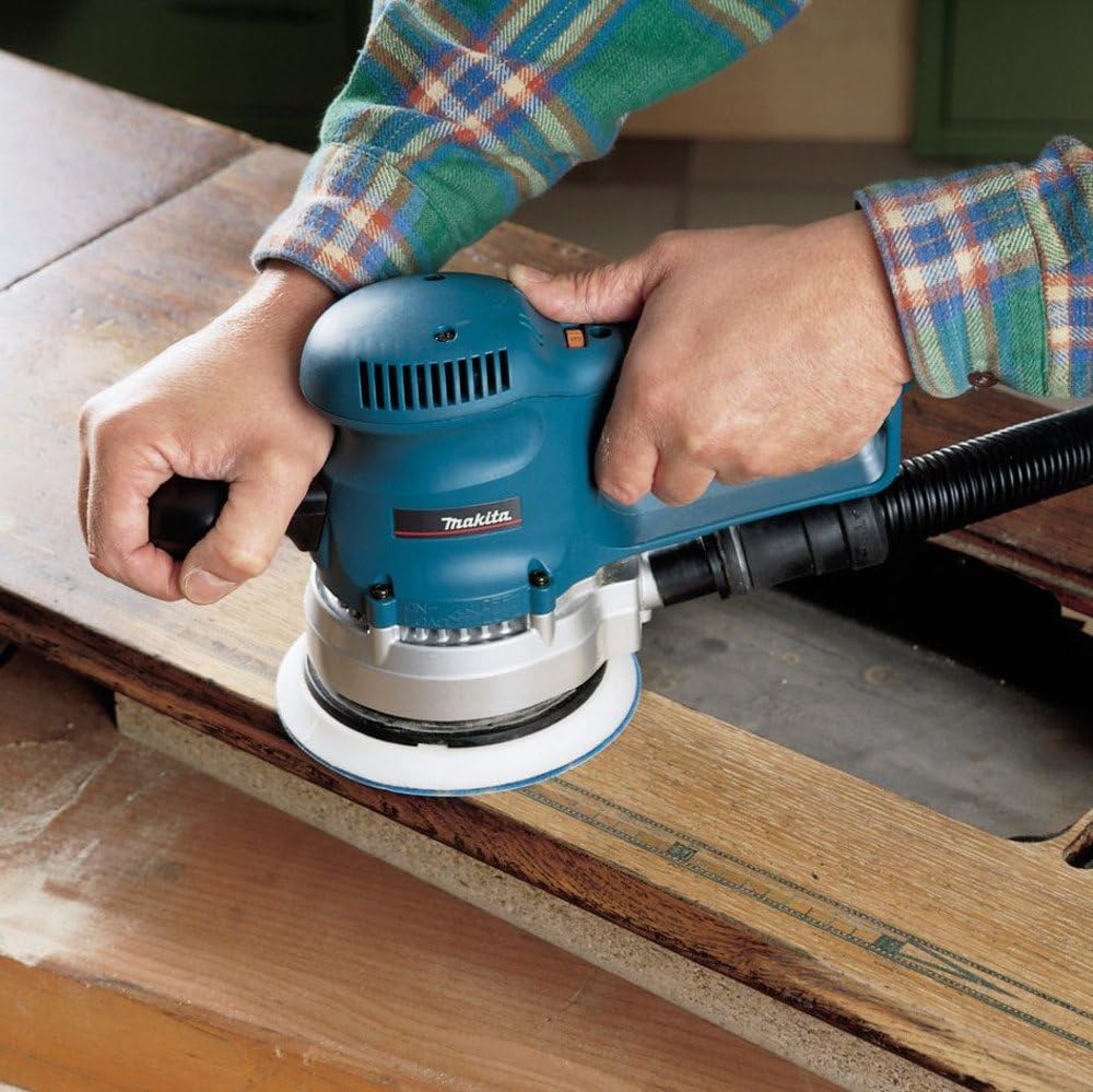 Makita BO6030JX Exzenterschleifer 150 mm + Schleifpapier-Set im MAKPAC, Blau, Silber, 13x160 mm BASI