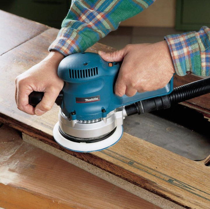 Makita BO6030JX Exzenterschleifer 150 mm + Schleifpapier-Set im MAKPAC, Blau, Silber, 13x160 mm BASI