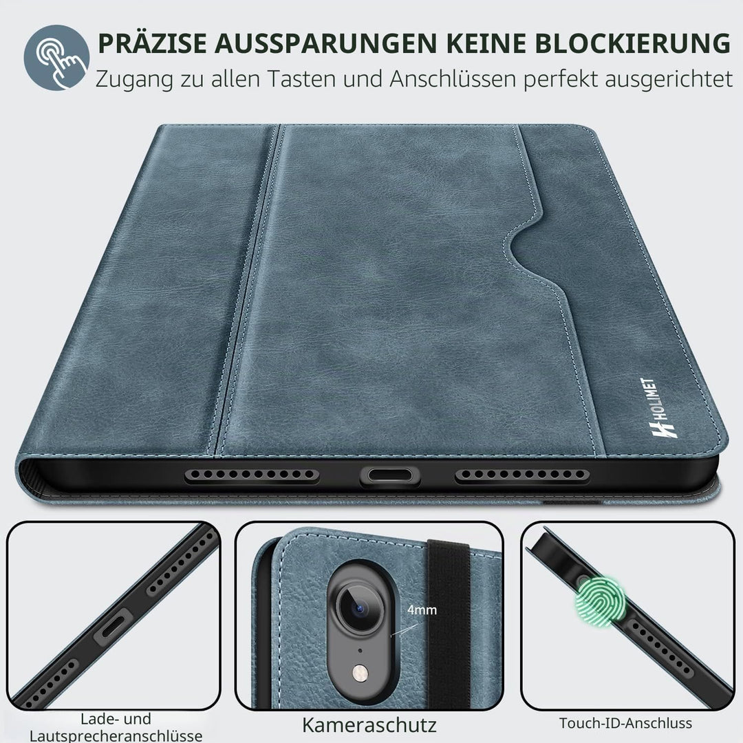 HOLIMET Hülle für iPad Mini 7 2024 (A17 Pro), iPad Mini 6 Hülle 2021 mit Stifthalter 8,3 Zoll PU Led