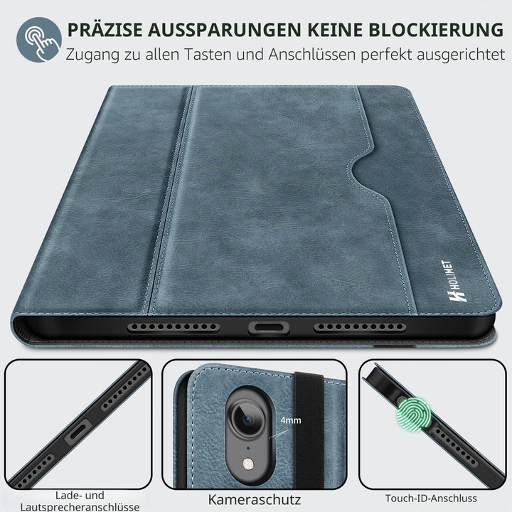 HOLIMET Hülle für iPad Mini 7 2024 (A17 Pro), iPad Mini 6 Hülle 2021 mit Stifthalter 8,3 Zoll PU Led