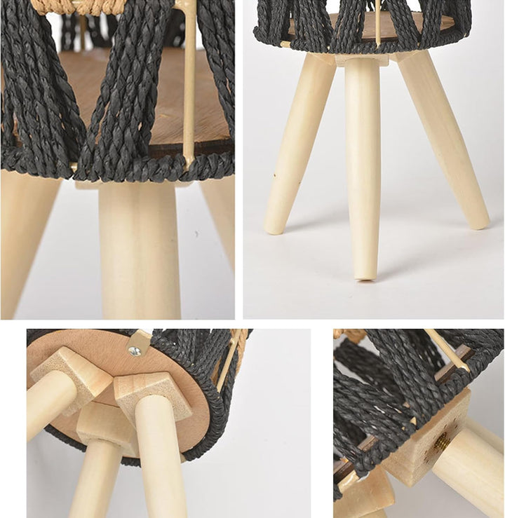 Tissting Pflanzenständer Imitation Rattan Blumenständer, 3er Set Holz Dreieck Blumenhocker Pflanzenh