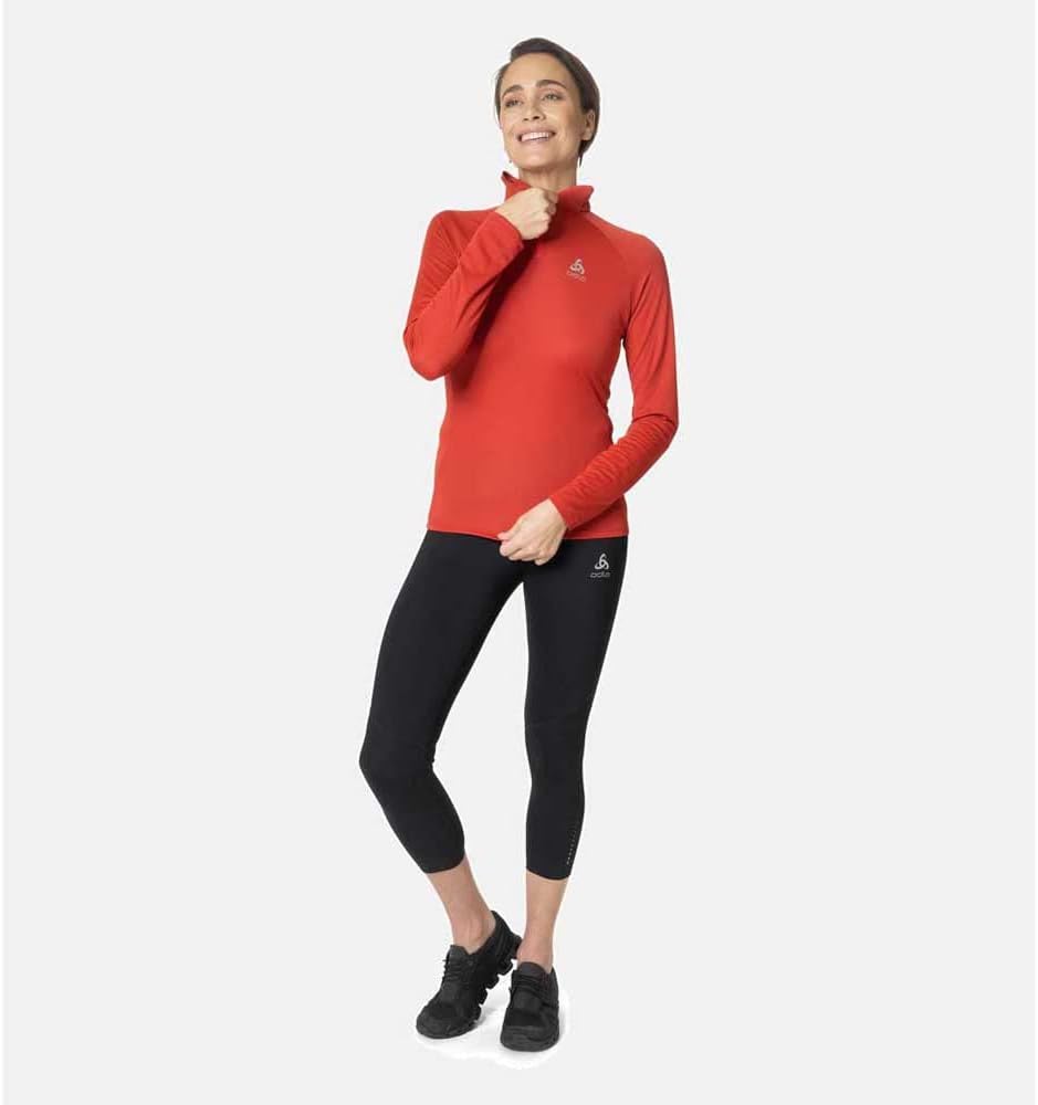 Odlo Damen Essential 1/2 Zip Longsleeve XL American Beauty, XL American Beauty