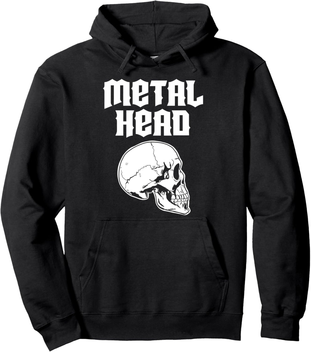 Metalhead funny metal head Heavy Metal human Skull Pullover Hoodie