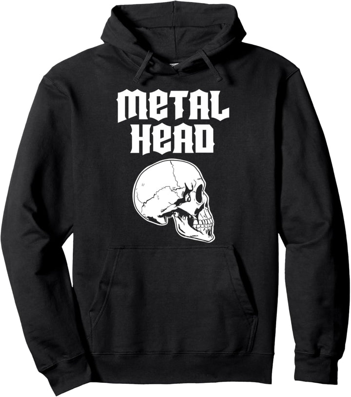 Metalhead funny metal head Heavy Metal human Skull Pullover Hoodie