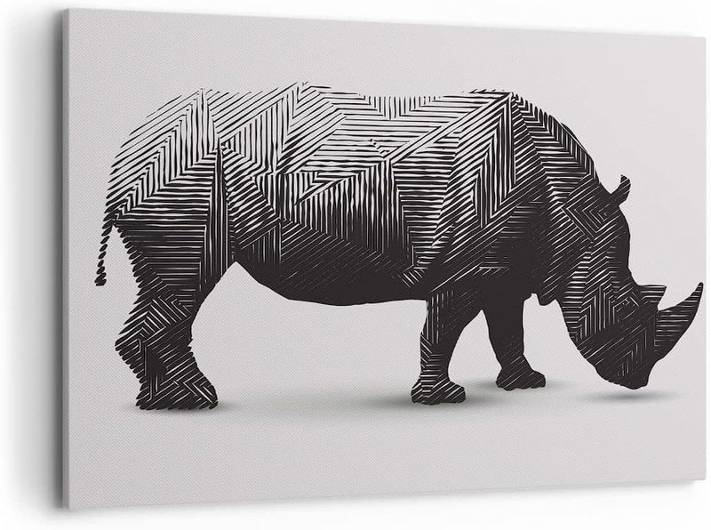 Bilder auf Leinwand 100x70cm Leinwandbild Nashorn Tier Afrika Safari Gross Wanddeko Bild Schlafzimme