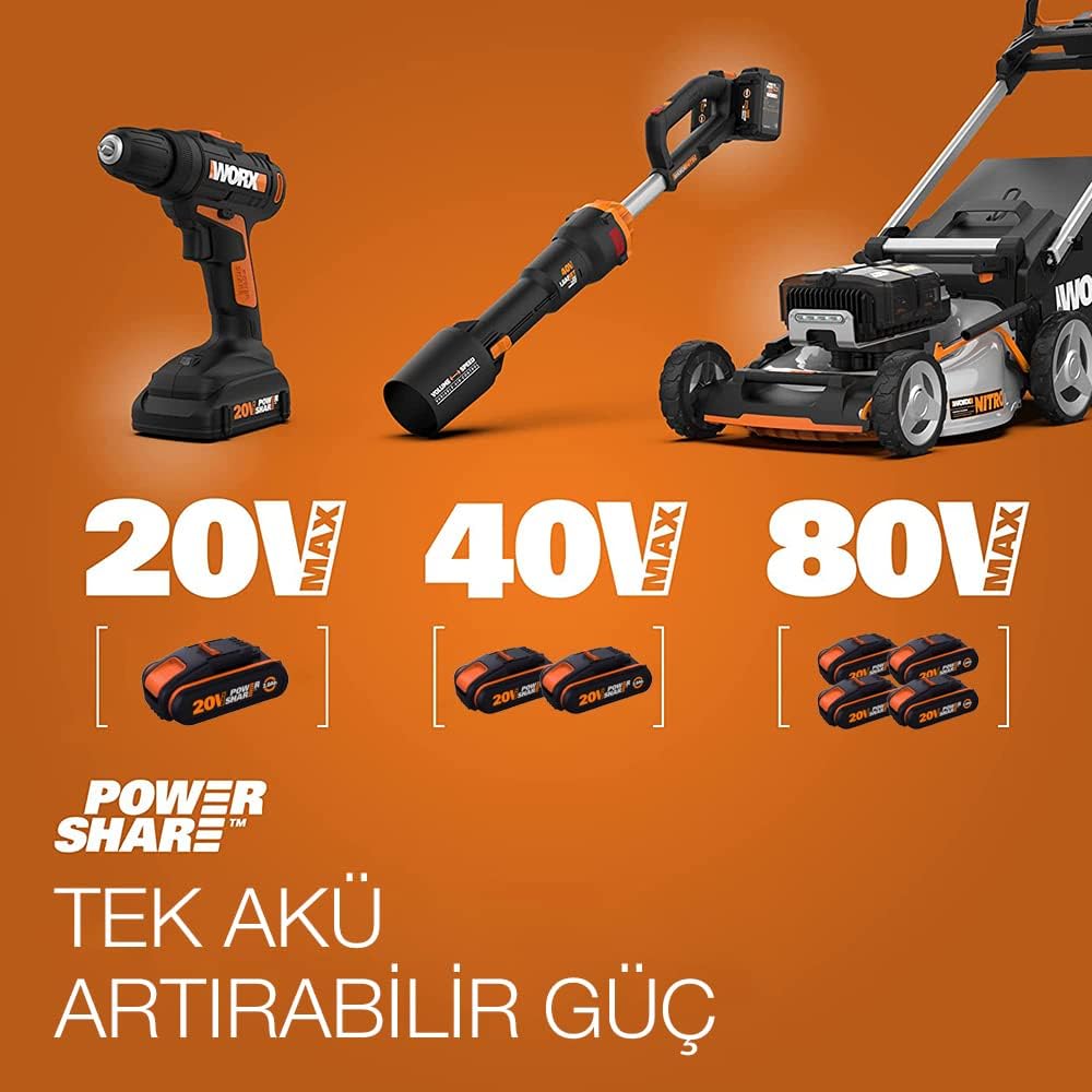 Worx WA3880 lithium, Akku Ladestation für Powershare Akkus – Akku Schnell-Ladegerät Universal für 20