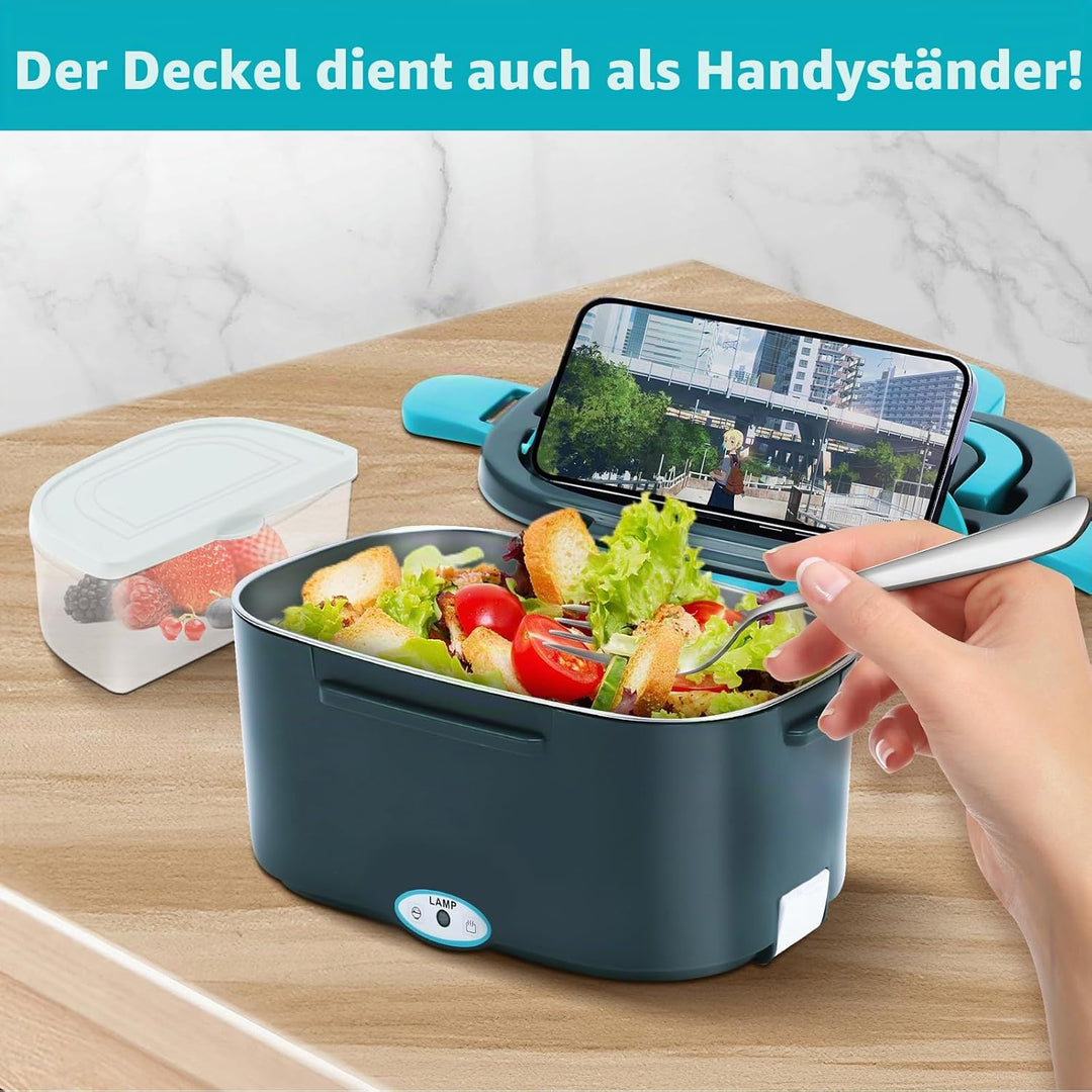 Elektrische Lunchbox 4 in 1 12V/24V/220V~240V, 1.5L 60W Lunch Box Elektrisch Edelstahl Speisenwärmer