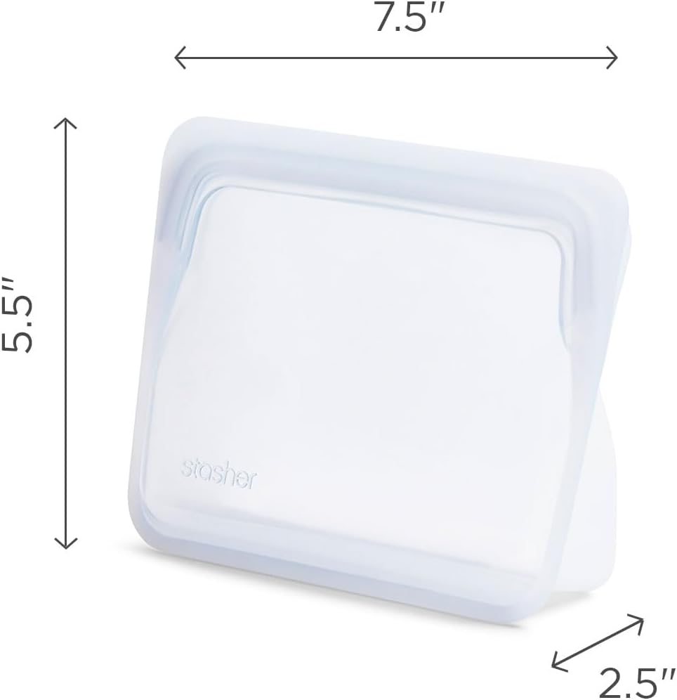 Stasher Bag Premium Silikonbeutel wiederverwendbar für Lebensmittel, Stand Up Mini Bag, Klar, Dauerh