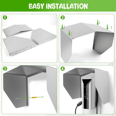WingFly Wallbox Wetterschutz Edelstahl, Überdachung für Ladesäule Schutzdach für e-Auto Ladestation,