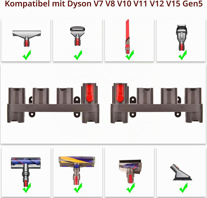 Wandhalterung Zubehörhalter für Dyson Gen5 G5 V15 V12 V11 V10 V8 V7 Staubsaugerzubehör, Dyson Aufsat