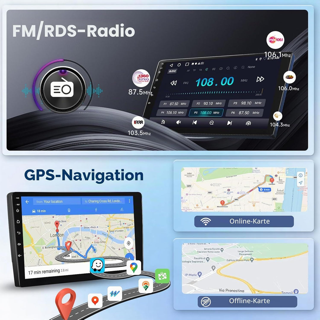 Podofo 2G+64G Autoradio für Skoda Octavia 2004-2014, 10.1 Zoll Touchscreen Android 13.0 Radio mit Ka
