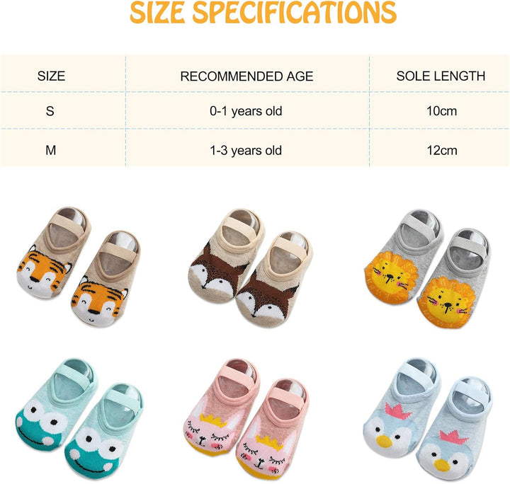 Balakaka Baby Socken, 6 Paar Niedliche Antirutsch Kindersocken Knöchelsocken Baumwollsocken, Cartoon