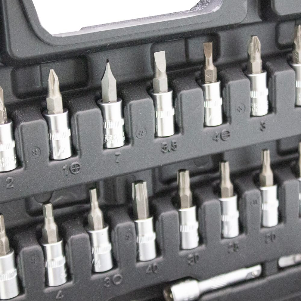 BITUXX® Werkzeugkoffer 53 tlg Werkzeug Knarrenkasten 1/4" Ratschenkasten Nusskasten Stecknuss Umfang