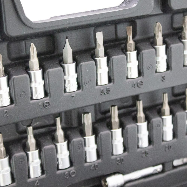 BITUXX® Werkzeugkoffer 53 tlg Werkzeug Knarrenkasten 1/4" Ratschenkasten Nusskasten Stecknuss Umfang