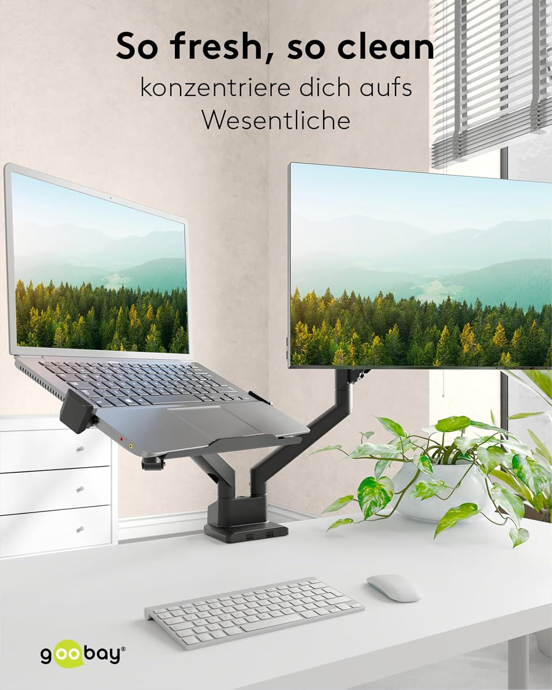 goobay Deluxe Laptophalterung für Monitore von 11,6 bis 17,3 Zoll (29-44 cm), max. 9 kg, zur Montage