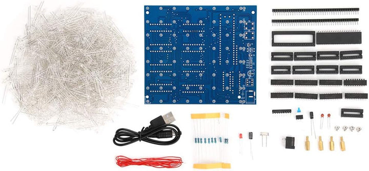 3D LED Würfel Licht Elektronik Bausatz, 8 x 8 x 8 Würfel LED Licht Würfel DIY Lötprojekt Bausatz, Ha