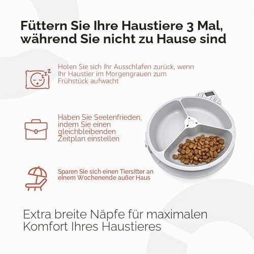 Kerbl Cat Mate Futterautomat C300 (für Hunde + Katzen, 3 Futter-Fächer für je 330 g Tierfutter, mit