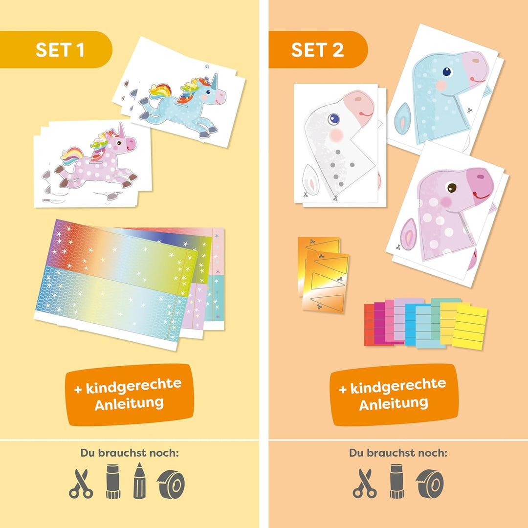 HABA Sachenmacher Bastelset Einhörner im 2er Bundle – Erstes Schneiden & Falten für Kinder ab 3 Jahr