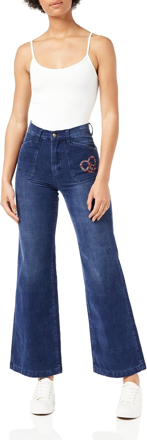 Desigual Damen myheart Casual Pants 36 Blau, 36 Blau