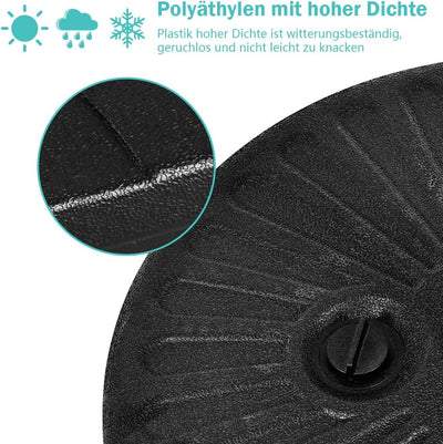 GOPLUS Stabiler Schirmständer, Sonnenschirmständer aus HDPE & Eisen, mit Einer Kapazität von 23L, Be