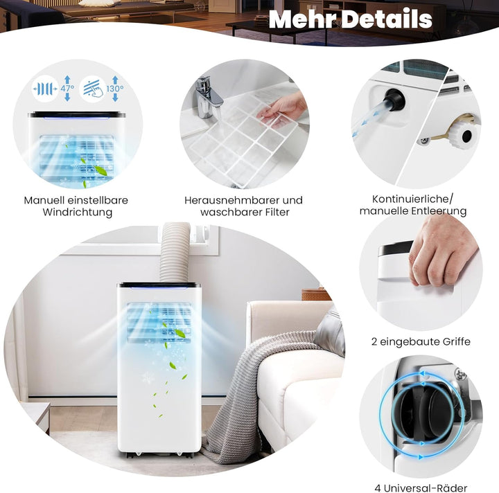 GOPLUS Mobile Klimaanlage mit Abluftschlauch 9000 BTU, Kühlen & Ventilieren & Entfeuchten 42L/Tag &